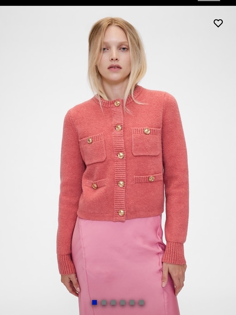 Gap Pink Coral Knit Pocket Cardigan